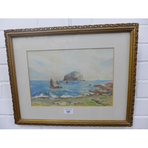 166 - J.M Dodds, (Early 20th century Scottish) Bass Rock,  watercolour, signed and dated '04, framed under... 