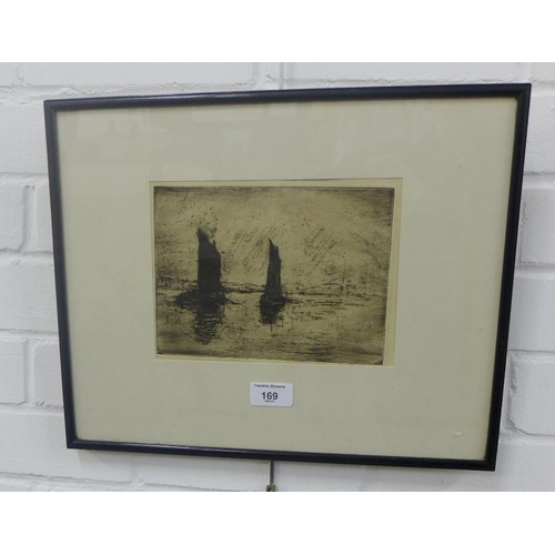 169 - Robert Smith Forrest, (1871 - 1943) Two sailing boats, Dry point etching, signed R.A, under the moun... 