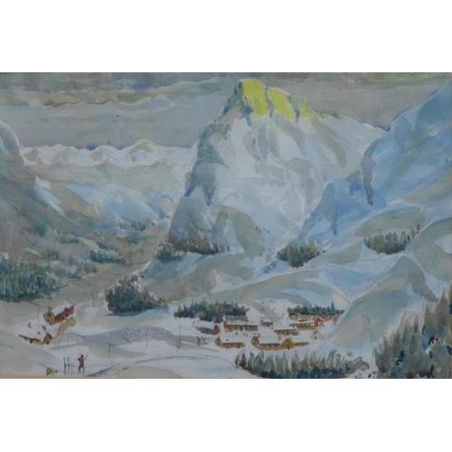 170 - David Carr,  In the Alps,  watercolour, framed under glass,  37 x 25cm