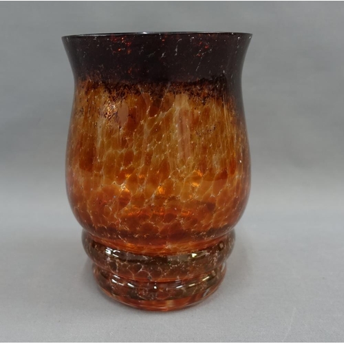 338 - Amber coloured art glass vase, 20cm high