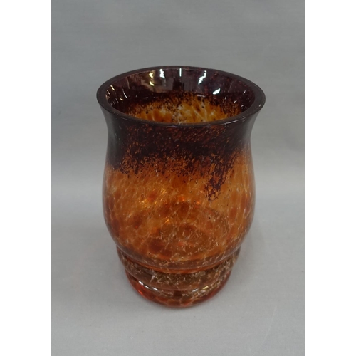 338 - Amber coloured art glass vase, 20cm high