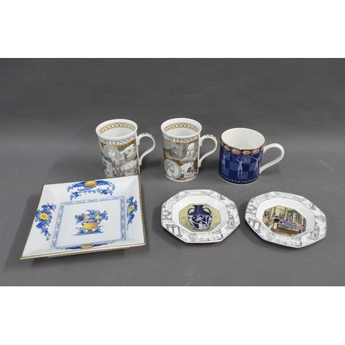 347 - Collection of modern porcelain to include a Wedgwood mug, two Millennium mugs, two Wedgwood octagona... 