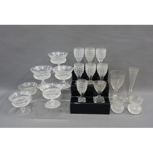 369 - Set of six Edinburgh crystal thistle engraved glasses and two smaller together with various 19th cen... 