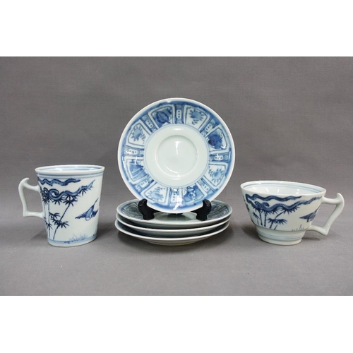 373 - Quantity of South East Asian blue and white table wares to include cups, saucers, mugs, bowls, jug, ... 