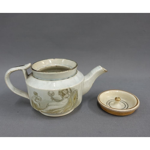 374 - Mixed lot to include a faience inkwell, Japanese earthenware cup and saucer, 18th century pearlware ... 