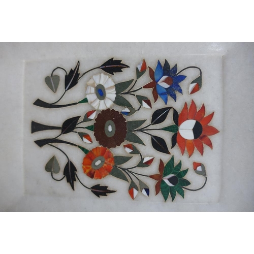 379 - Pair of pietra dura rectangular hardstone plaques in giltwood frames with Aitken & Dott labels verso... 