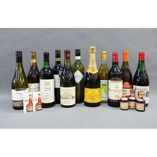 385 - Wines to include Chateaux Lacroix, etc and a bottle of Veuve Clicquot champagne (11)