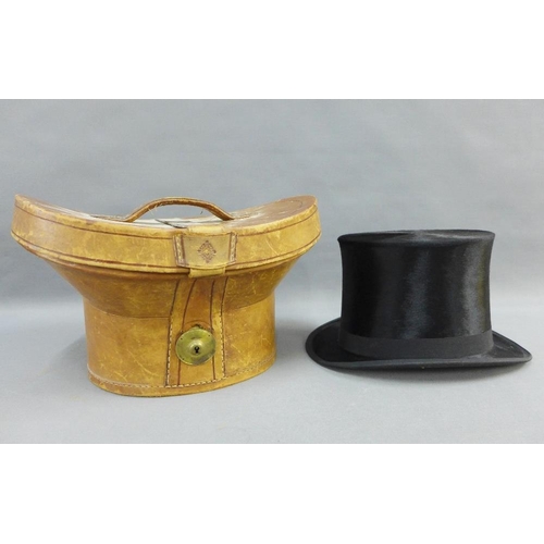 455 - Silk top hat, W. Alexander - Hatter, South Bridge Edinburgh, internal dimensions approx 16.5 x 21.5c... 