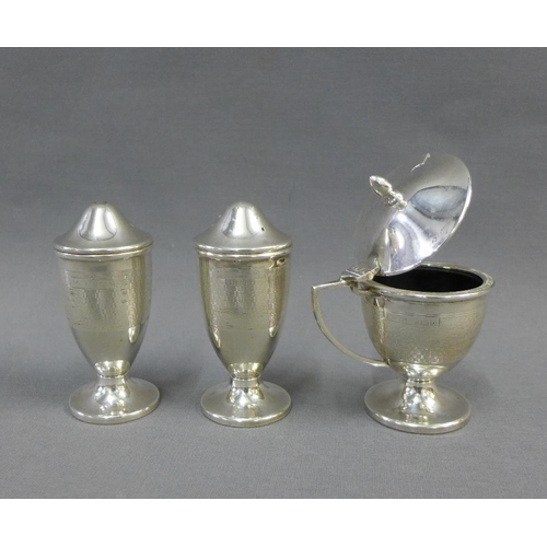 16 - George VI silver three piece condiment set, Birmingham 1940, (3)