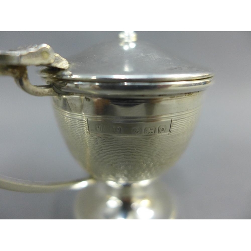 16 - George VI silver three piece condiment set, Birmingham 1940, (3)