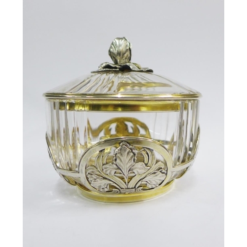 21 - Early 20th century French silver mounted and cut glass bowl, cover and stand by A. Risler Carre of P... 