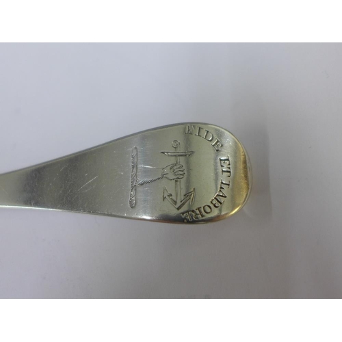 39 - 18th century Scottish provincial silver pointed end old English dessert spoon, James Erskine, Aberde... 