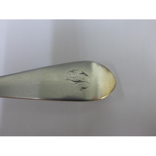 39 - 18th century Scottish provincial silver pointed end old English dessert spoon, James Erskine, Aberde... 