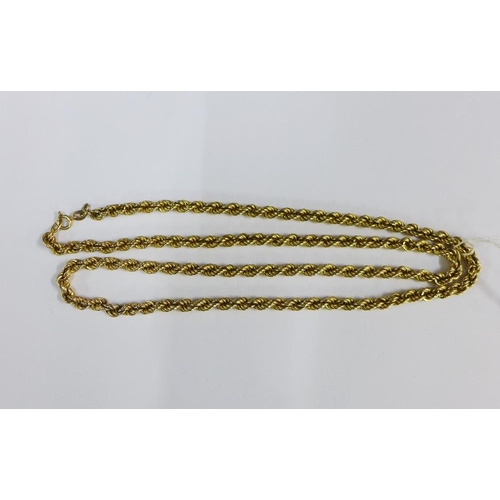 43 - Gold rope twist necklace, stamped 10K, approx 25g