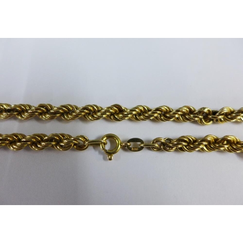 43 - Gold rope twist necklace, stamped 10K, approx 25g