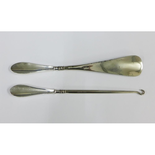 57 - Edwardian silver handled button hook and shoe horn (2)