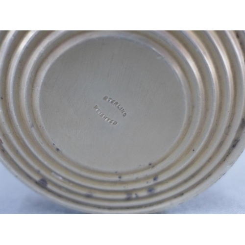 62 - Silver and wood pedestal bowl, stamped silver 14cm high