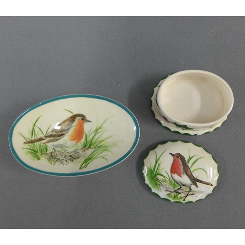 89 - Collection of Griselda Hill 'Wemyss' pottery to include a jar and cover and trinket dish in Red Robi... 