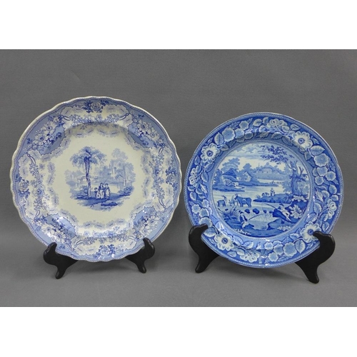 107 - Collection of 19th century Staffordshire blue and white transfer printed pottery to include a Britis... 