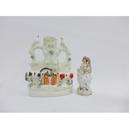 108A - A collection of seven Staffordshire flatback and spill vases, tallest 22cm (7)
