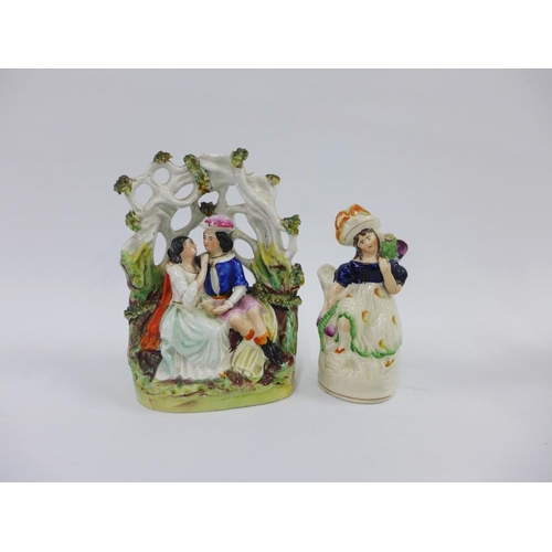108A - A collection of seven Staffordshire flatback and spill vases, tallest 22cm (7)