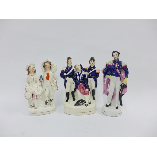 108A - A collection of seven Staffordshire flatback and spill vases, tallest 22cm (7)