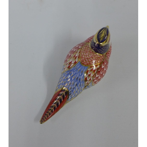 119 - Royal Crown Derby Imari bird paperweight with a gold stopper, 17cm long