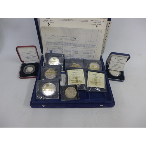 74 - A quantity of Westminster white metal coins, royal Mint white metal coins and other commemorative co... 