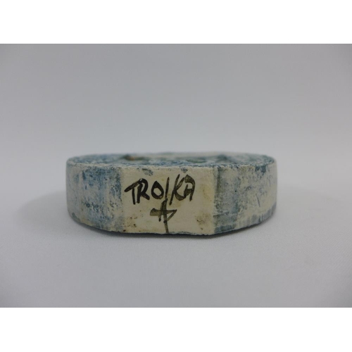 93 - Troika pottery Wheel vase, printed backstamp, artist monogram AP, 12cm high