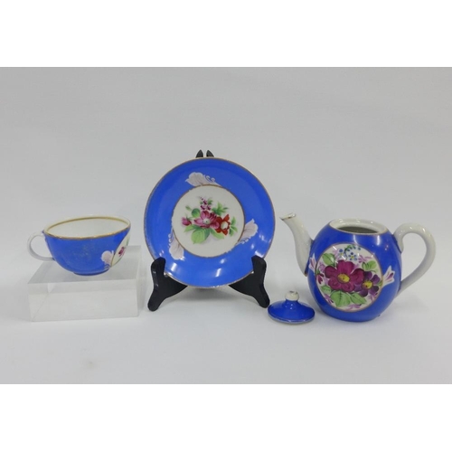 97 - Gardner Russian porcelain tea wares to include two cups and saucers with a pale blue ground and two ... 