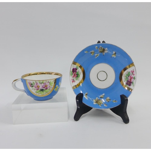 97 - Gardner Russian porcelain tea wares to include two cups and saucers with a pale blue ground and two ... 