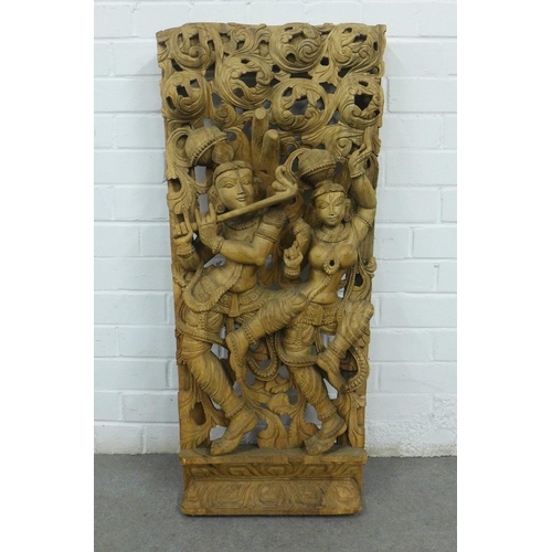 319 - Thai style wooden wall panel, 44 x 91cm