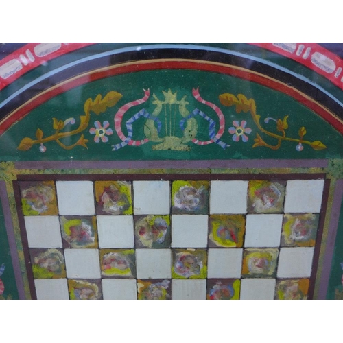 507 - Glass chess board, in an oak frame, 53 x 55cm