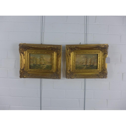 10 - A. Hess, a companion pair of oil on boards, signed, in moulded gilt frames, 16.5 x 12cm (2)