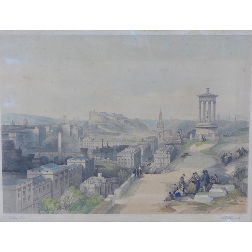 185 - Edinburgh From Calton Hill, a coloured print after David Roberts RA, in a glazed Hogarth frame, 64 x... 