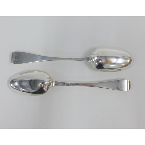 36 - Two 18th century Scottish Hanoverian silver tablespoons to include one by  Edward Lothian, Edinburgh... 