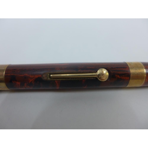 56 - Vintage 'The Spot' fountain pen with 9ct gold band and 14k gold nib, with original box