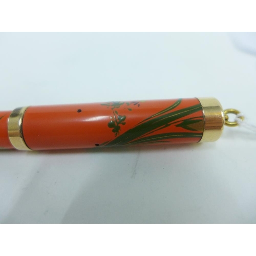 58 - Dunhill Namiki Maki-e  lacquered fountain pen with 14k gold mounts, the end piece stamped 'Made in J... 