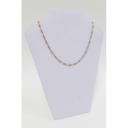 2 - 9ct gold necklace with rectangular and rope twist links, stamped 375, approx 15g