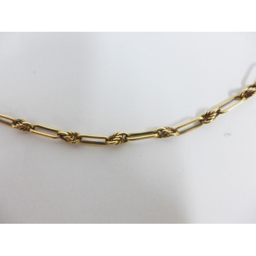 2 - 9ct gold necklace with rectangular and rope twist links, stamped 375, approx 15g