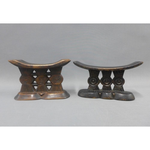 377 - Two South Africa Shona wooden headrests, 22 x 12cm (2)