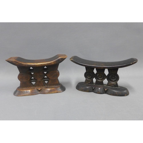 377 - Two South Africa Shona wooden headrests, 22 x 12cm (2)