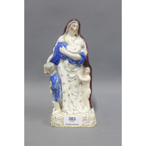 383 - Late 18th / early 19th century Staffordshire pottery figure 'Charity', 22cm high