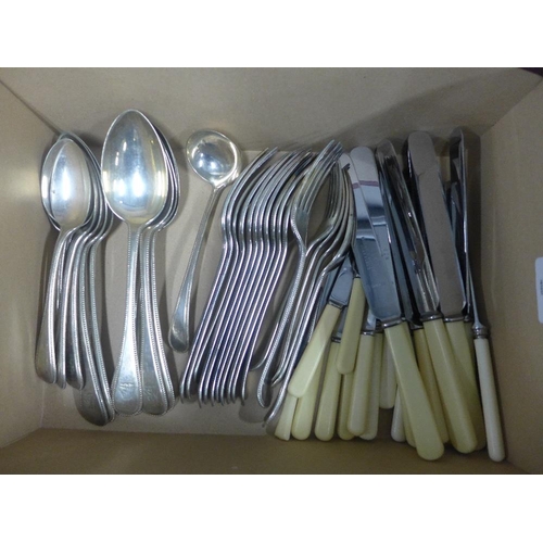 398 - Carton containing miscellaneous Epns flatware, etc (a lot)