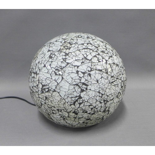 404 - Contemporary cracked glass effect spherical lamp, approx 30cm