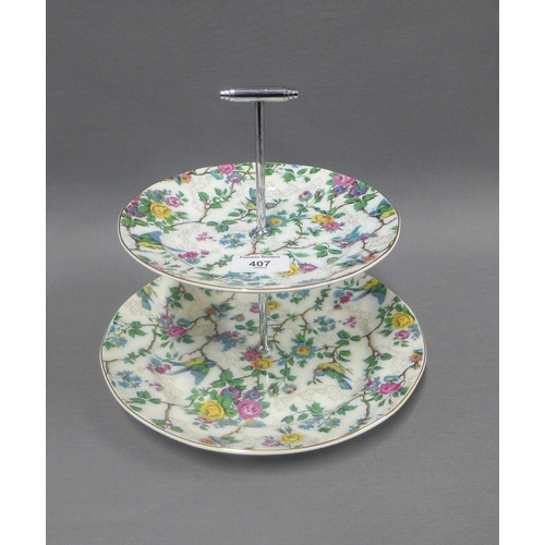 407 - Royal Tudor Ware chintz pattern cake stand