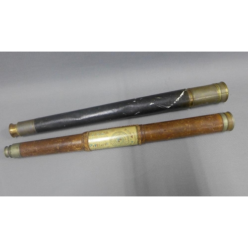 411 - Flannan Isles 1933 telescope and a Divisional telescope, both leather bound, (2)