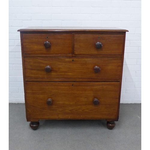 422 - Mahogany chest, rectangular top with moulded edge over two short and two long drawers, 99 x 92 x 48c... 