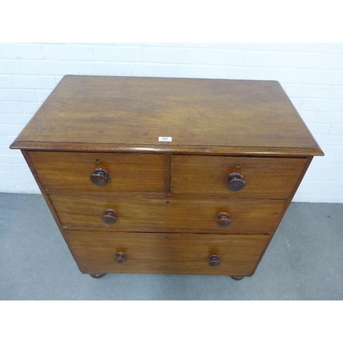 422 - Mahogany chest, rectangular top with moulded edge over two short and two long drawers, 99 x 92 x 48c... 