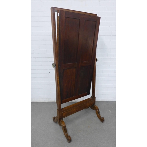 425 - Mahogany cheval mirror, 64 x 152 x 50cm